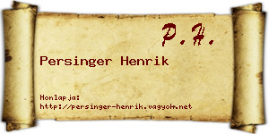 Persinger Henrik névjegykártya